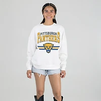 Women's Gameday Couture White Pitt Panthers Oversized Premium Fleece Sweatshirt