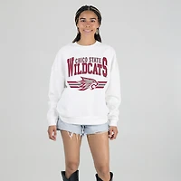 Women's Gameday Couture White Cal State Chico Wildcats Oversized Premium Fleece Sweatshirt