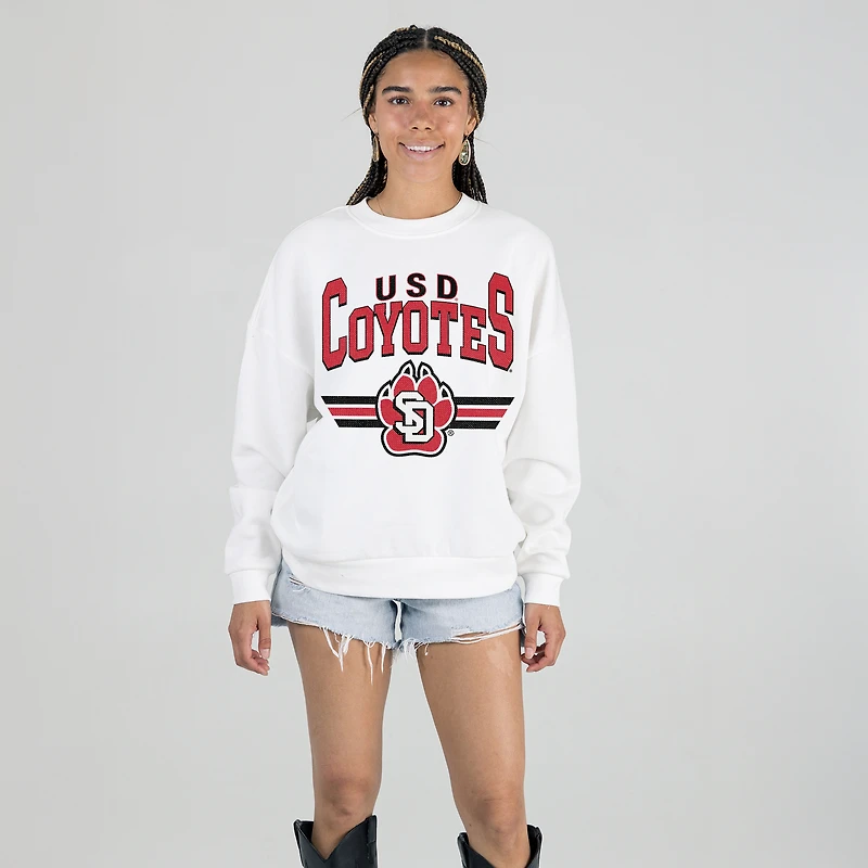 Women's Gameday Couture White South Dakota Coyotes Oversized Premium Fleece Sweatshirt