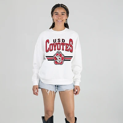 Women's Gameday Couture White South Dakota Coyotes Oversized Premium Fleece Sweatshirt