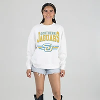 Women's Gameday Couture White Southern University Jaguars Oversized Premium Fleece Sweatshirt
