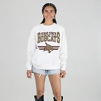 Women's Gameday Couture White Texas State Bobcats Oversized Premium Fleece Sweatshirt