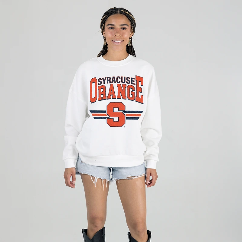 Women's Gameday Couture White Syracuse Orange Oversized Premium Fleece Sweatshirt