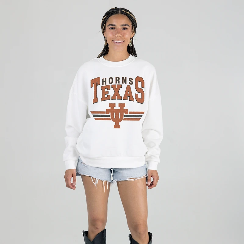 Women's Gameday Couture White Texas Longhorns Oversized Premium Fleece Sweatshirt