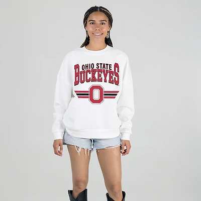 Women's Gameday Couture White Ohio State Buckeyes Oversized Premium Fleece Sweatshirt