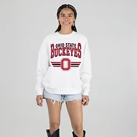 Women's Gameday Couture White Ohio State Buckeyes Oversized Premium Fleece Sweatshirt