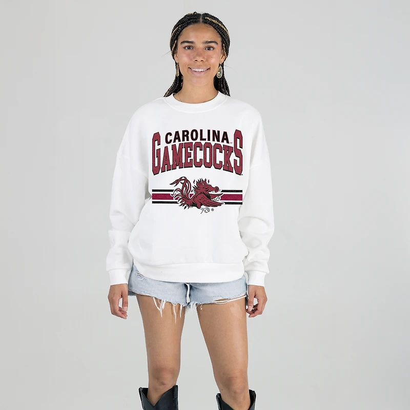 Women's Gameday Couture White South Carolina Gamecocks Oversized Premium Fleece Sweatshirt