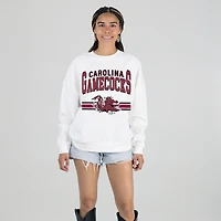 Women's Gameday Couture White South Carolina Gamecocks Oversized Premium Fleece Sweatshirt