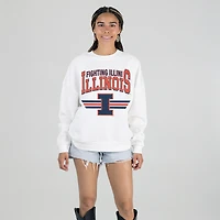 Women's Gameday Couture White Illinois Fighting Illini Oversized Premium Fleece Sweatshirt