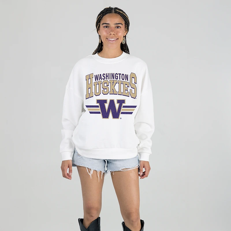 Women's Gameday Couture White Washington Huskies Oversized Premium Fleece Sweatshirt