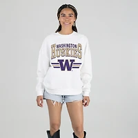 Women's Gameday Couture White Washington Huskies Oversized Premium Fleece Sweatshirt