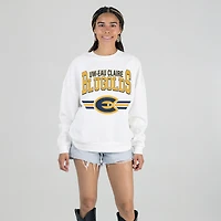 Women's Gameday Couture White Wisconsin Eau Claire Blugolds Oversized Premium Fleece Sweatshirt
