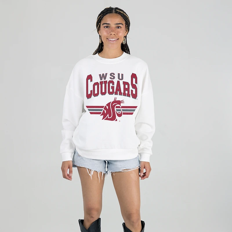 Women's Gameday Couture White Washington State Cougars Oversized Premium Fleece Sweatshirt