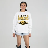 Women's Gameday Couture White Iowa Hawkeyes Oversized Premium Fleece Sweatshirt