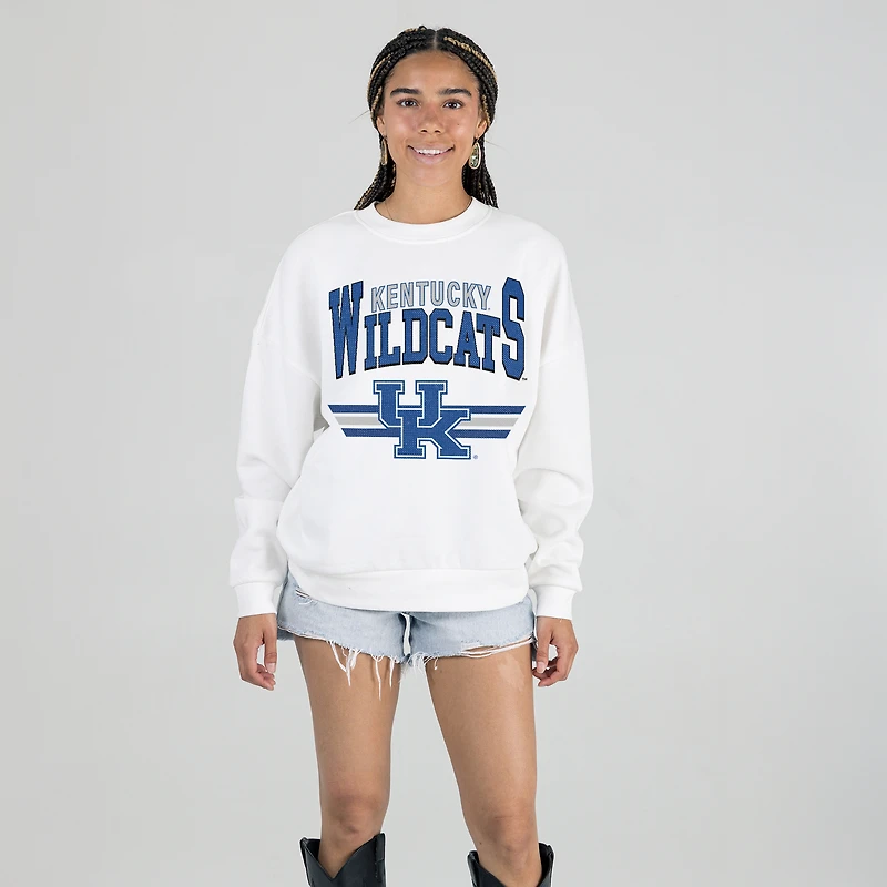 Women's Gameday Couture White Kentucky Wildcats Oversized Premium Fleece Sweatshirt