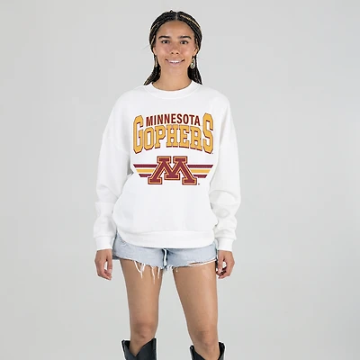 Women's Gameday Couture White Minnesota Golden Gophers Oversized Premium Fleece Sweatshirt