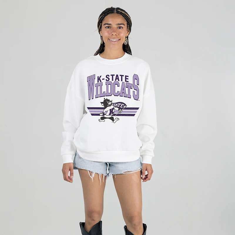 Women's Gameday Couture White Kansas State Wildcats Oversized Premium Fleece Sweatshirt