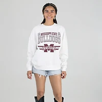 Women's Gameday Couture White Mississippi State Bulldogs Oversized Premium Fleece Sweatshirt