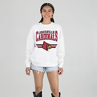 Women's Gameday Couture White Louisville Cardinals Oversized Premium Fleece Sweatshirt
