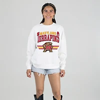 Women's Gameday Couture White Maryland Terrapins Oversized Premium Fleece Sweatshirt