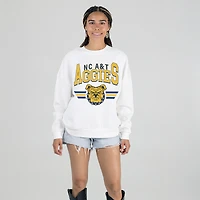 Women's Gameday Couture White North Carolina A&T Aggies Oversized Premium Fleece Sweatshirt