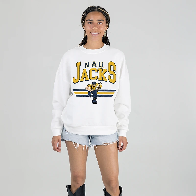 Women's Gameday Couture White Northern Arizona Lumberjacks Oversized Premium Fleece Sweatshirt
