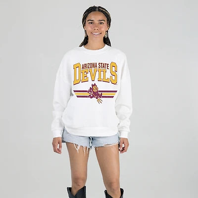 Women's Gameday Couture White Arizona State Sun Devils Oversized Premium Fleece Sweatshirt