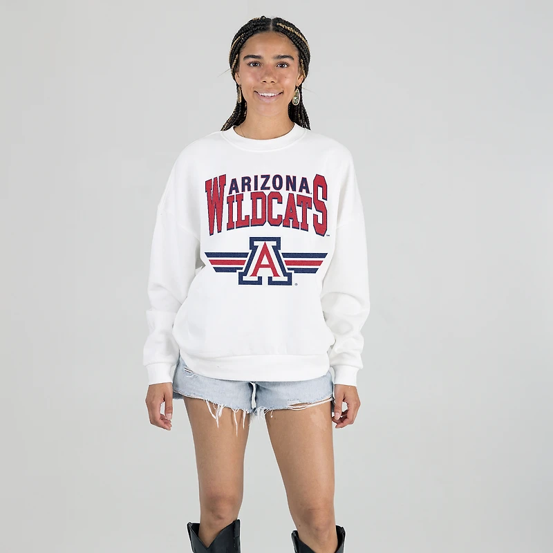 Women's Gameday Couture White Arizona Wildcats Oversized Premium Fleece Sweatshirt