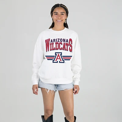 Women's Gameday Couture White Arizona Wildcats Oversized Premium Fleece Sweatshirt