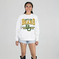 Women's Gameday Couture White Baylor Bears Oversized Premium Fleece Sweatshirt