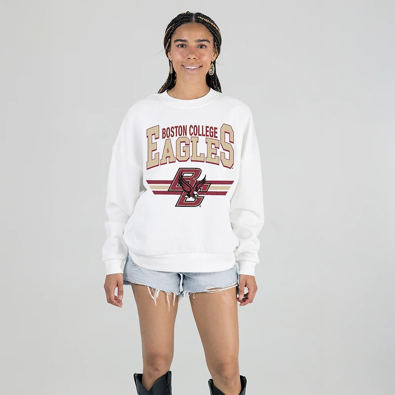 Women's Gameday Couture White Boston College Eagles Oversized Premium Fleece Sweatshirt