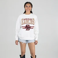 Women's Gameday Couture White Boston College Eagles Oversized Premium Fleece Sweatshirt