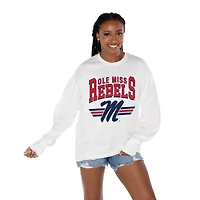 Women's Gameday Couture White Ole Miss Rebels Oversized Swift Strike Long Sleeve T-Shirt
