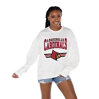 Women's Gameday Couture White Louisville Cardinals Oversized Swift Strike Long Sleeve T-Shirt
