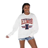 Women's Gameday Couture White Illinois Fighting Illini Oversized Swift Strike Long Sleeve T-Shirt