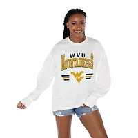 Women's Gameday Couture White West Virginia Mountaineers Oversized Swift Strike Long Sleeve T-Shirt