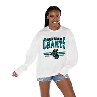 Women's Gameday Couture White Coastal Carolina Chanticleers Oversized Swift Strike Long Sleeve T-Shirt
