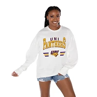 Women's Gameday Couture White Northern Iowa Panthers Oversized Swift Strike Long Sleeve T-Shirt