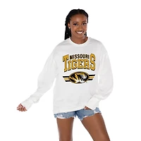Women's Gameday Couture White Missouri Tigers Oversized Swift Strike Long Sleeve T-Shirt
