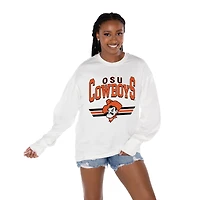 Women's Gameday Couture White Oklahoma State Cowboys Oversized Swift Strike Long Sleeve T-Shirt