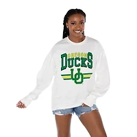 Women's Gameday Couture White Oregon Ducks Oversized Swift Strike Long Sleeve T-Shirt