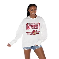 Women's Gameday Couture White Sacred Heart Pioneers Oversized Swift Strike Long Sleeve T-Shirt