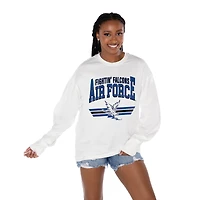 Women's Gameday Couture White Air Force Falcons Oversized Swift Strike Long Sleeve T-Shirt