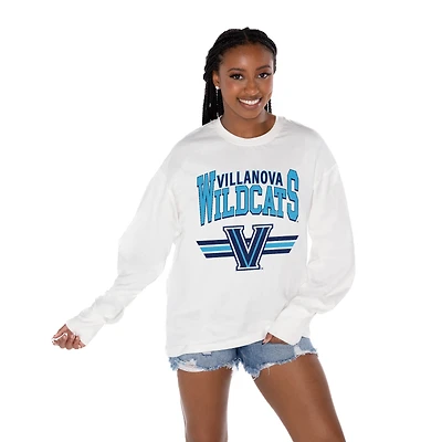 Women's Gameday Couture White Villanova Wildcats Oversized Swift Strike Long Sleeve T-Shirt