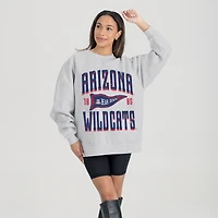 Women's Gameday Couture Ash Arizona Wildcats Oversized Pennant Pride Premium Fleece Sweatshirt