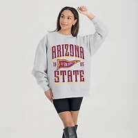Women's Gameday Couture Ash Arizona State Sun Devils Oversized Pennant Pride Premium Fleece Sweatshirt