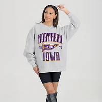 Women's Gameday Couture Ash Northern Iowa Panthers Oversized Pennant Pride Premium Fleece Sweatshirt