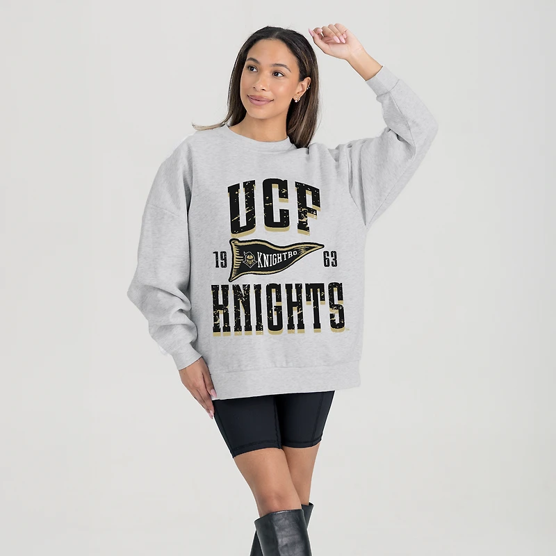 Women's Gameday Couture Ash UCF Knights Oversized Pennant Pride Premium Fleece Sweatshirt