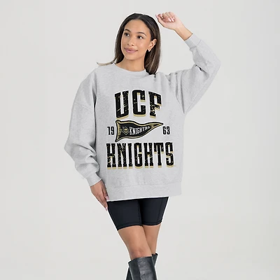 Women's Gameday Couture Ash UCF Knights Oversized Pennant Pride Premium Fleece Sweatshirt