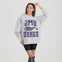 Women's Gameday Couture Ash James Madison Dukes Oversized Pennant Pride Premium Fleece Sweatshirt